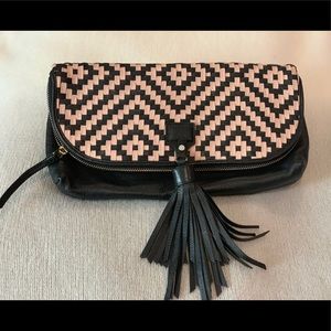 Cole Haan | Skylar Leather Woven Tassel Clutch